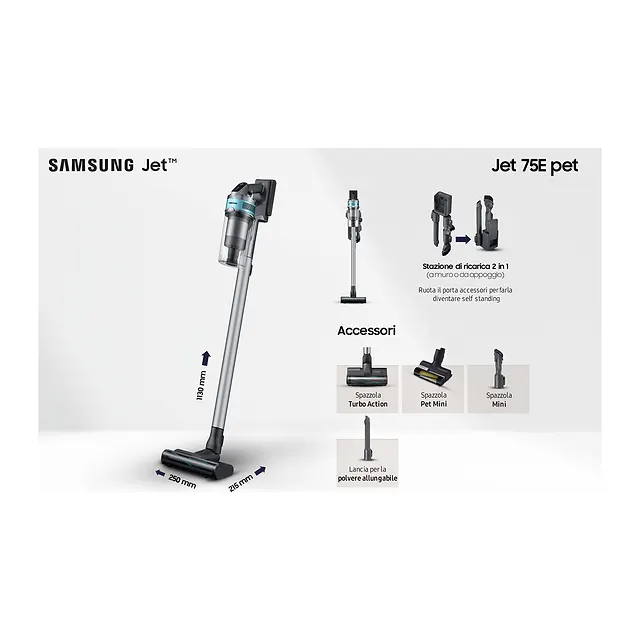Samsung Jet 75E Pet 200W VS20B75AGR1, vista 3
